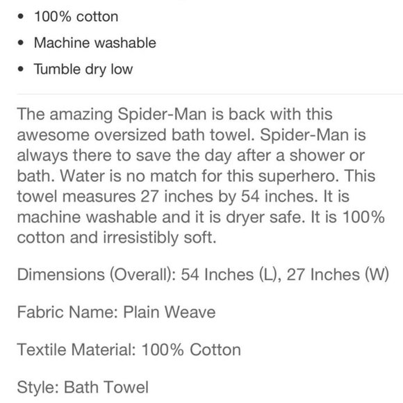 Marvel Spider-Man Oversized Bath Beach Towel Kids with Locker Loop Red Blue - Picture 9 of 9
